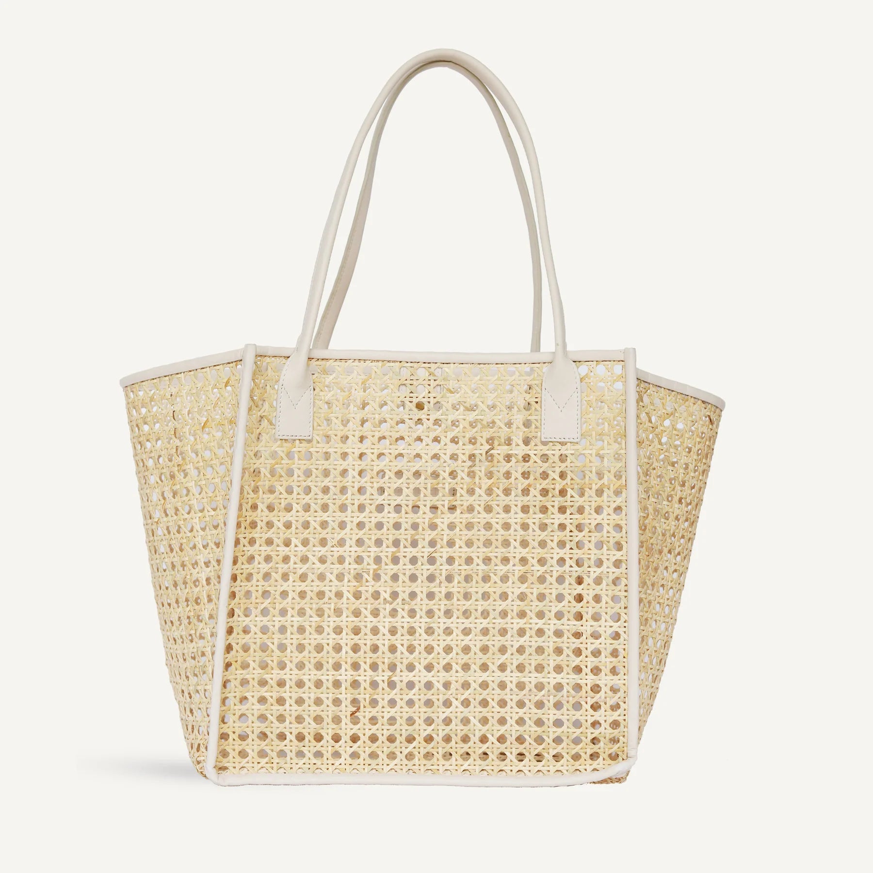 Bembien Rosa Tote Bag - Cream Rattan Handbag for Women, Beach Tote, Summer Bag, Perfect for Travel, Shopping & Daily Use