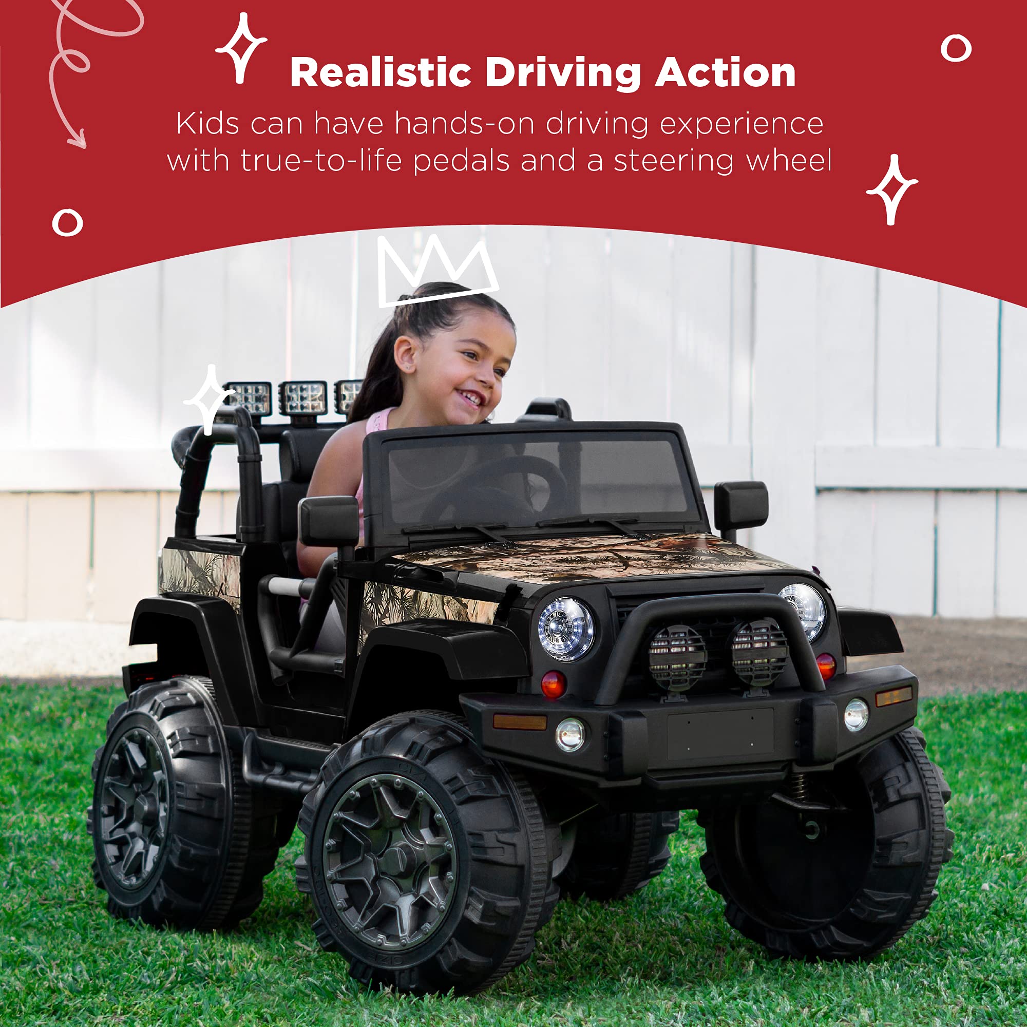 Best Choice Products 12V Kids Ride On Truck - Battery Powered Toy Car with Spring Suspension, Parent Remote Control, 3 Speed Settings, LED Lights & Bluetooth | Off-Road Adventure Play Vehicle for Boys & Girls Ages 3-8 Years Old