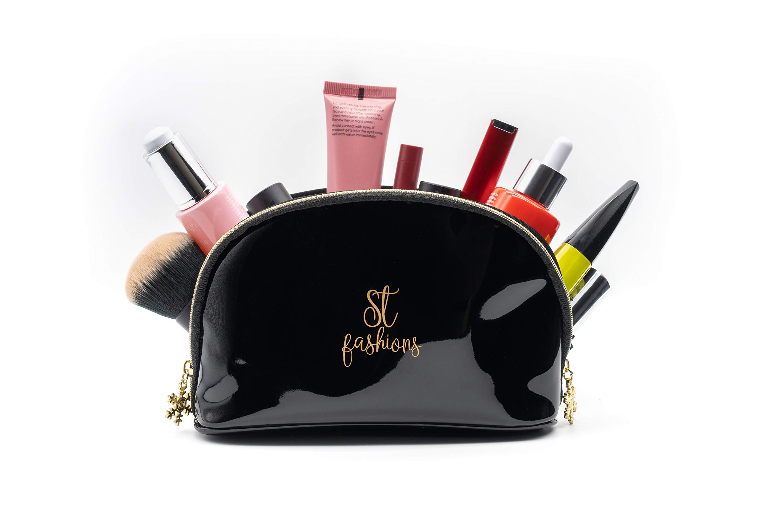 STFashions PU Leather Makeup Bag & Brush Case - Waterproof Cosmetic Organizer for Travel, Toiletries Pouch, Women's Beauty Gift Set - Perfect for Daily Use & Vacation Essentials (Medium)