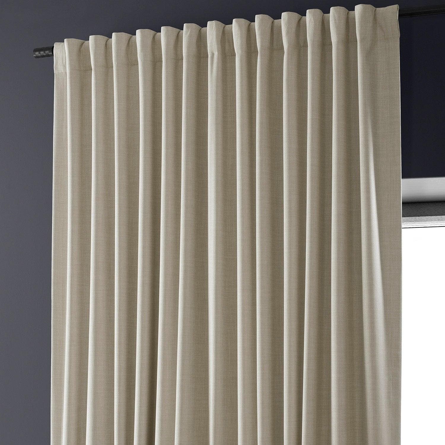 Premium Light Beige Blackout Curtains - Extra Wide Linen Hotel Drapes for Bedroom & Living Room - Noise Reducing & Thermal Insulated Window Treatments for Home Decor