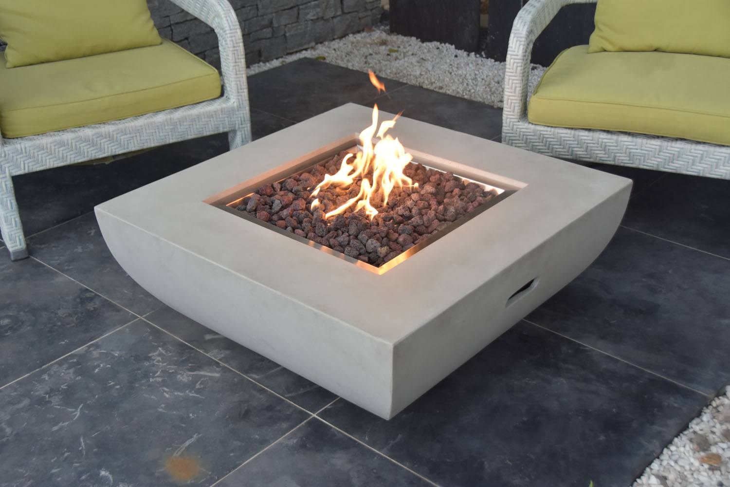Agung Concrete Lava Stone Fire Table - Outdoor Natural Gas Fire Pit for Patio, Backyard, Garden, and Poolside Gatherings