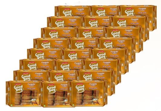 Britannia Punjabi Whole Wheat Cookies 21.9oz (620g) - Pack of 30 - Healthy & Crispy Digestive Biscuits - Perfect for Breakfast, Tea Time & Office Snacks - Great with Coffee or Milk - Vegetarian Friendly