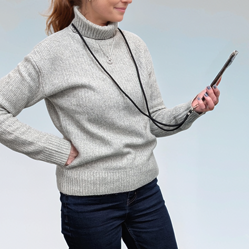Adjustable Crossbody Phone Strap - Secure & Comfortable Phone Holder for iPhone & Android - Perfect for Travel, Shopping & Outdoor Activities (Black)
