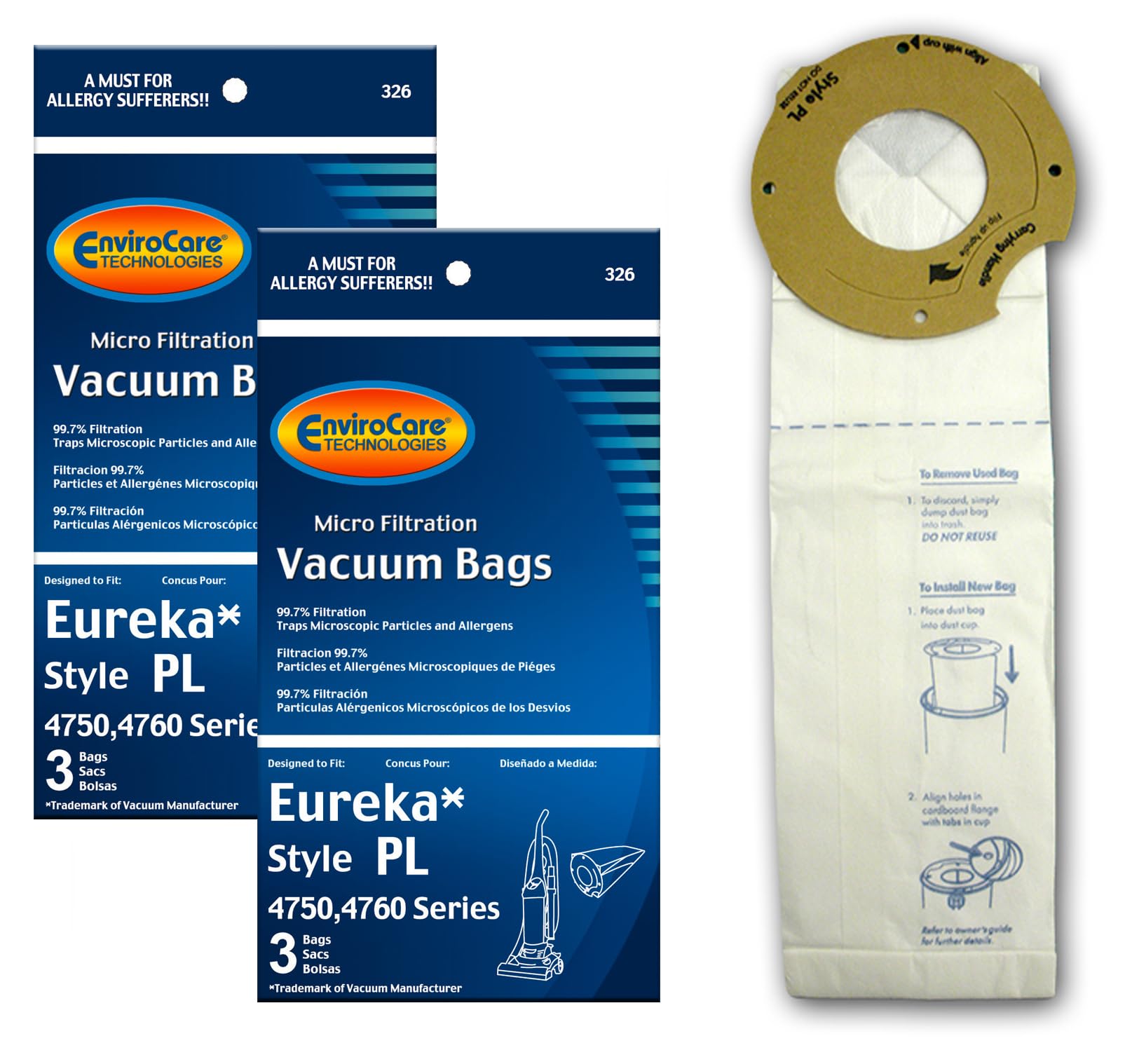 EnviroCare Replacement Vacuum Bags - Micro Filtration Dust Bags for Eureka Style PL Upright Vacuums (6-Pack) | Perfect for Pet Hair, Allergies & Deep Cleaning