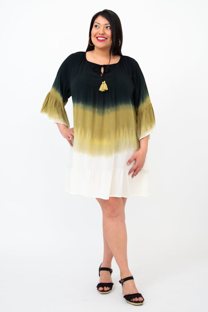 Ellie Dress - Black Dip Dye Flowy Midi Dress for Women | Perfect for Casual Outings, Date Nights & Summer Vacations