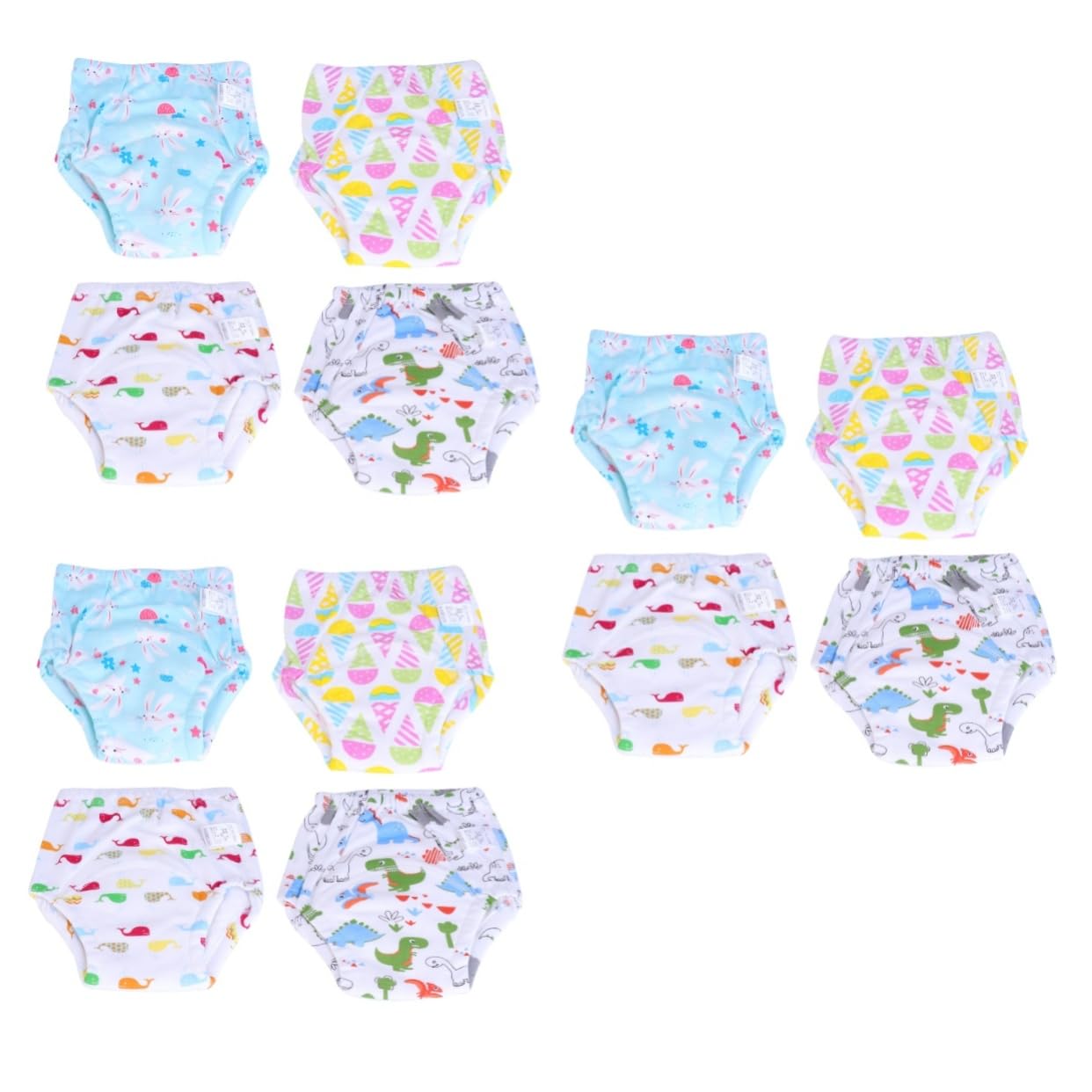 12 Pcs Potty Training Pants - Soft Cotton Toweling Underwear for Toddlers | Reusable Swim Diapers & Potty Training | Daycare, Swimming & Home Use