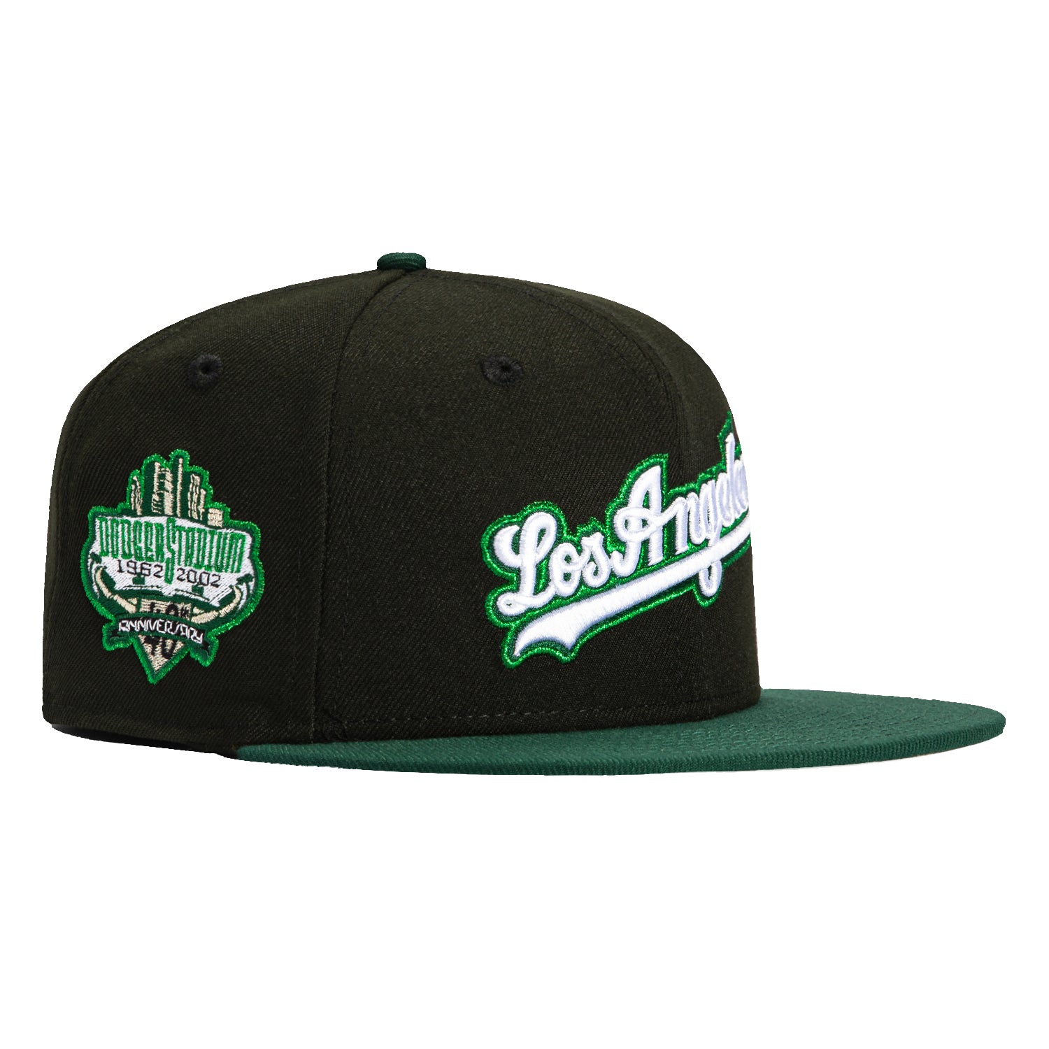 New Era 59Fifty Los Angeles Dodgers 40th Anniversary Snapback Hat with Stadium Patch - Black & Green | Official MLB Licensed Baseball Cap for Men & Women - Perfect for Games, Fan Gear & Streetwear Fashion