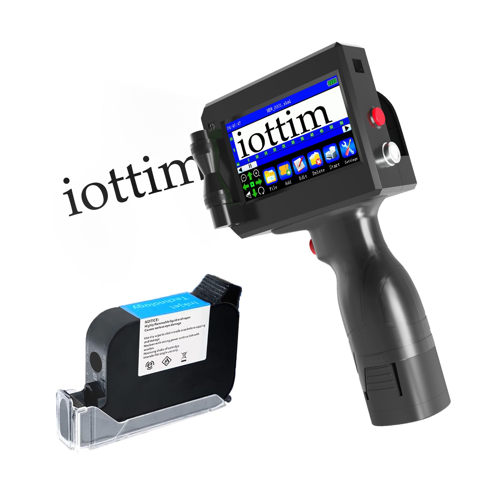 Upgrade Handheld Inkjet Printer for Text, QR Code, Barcode, Date & Logo Printing on Multiple Surfaces - Print on Metal, Wood, Glass, Fabric, Carton & Plastic - Perfect for Industrial Labeling, Product Packaging & Inventory Management