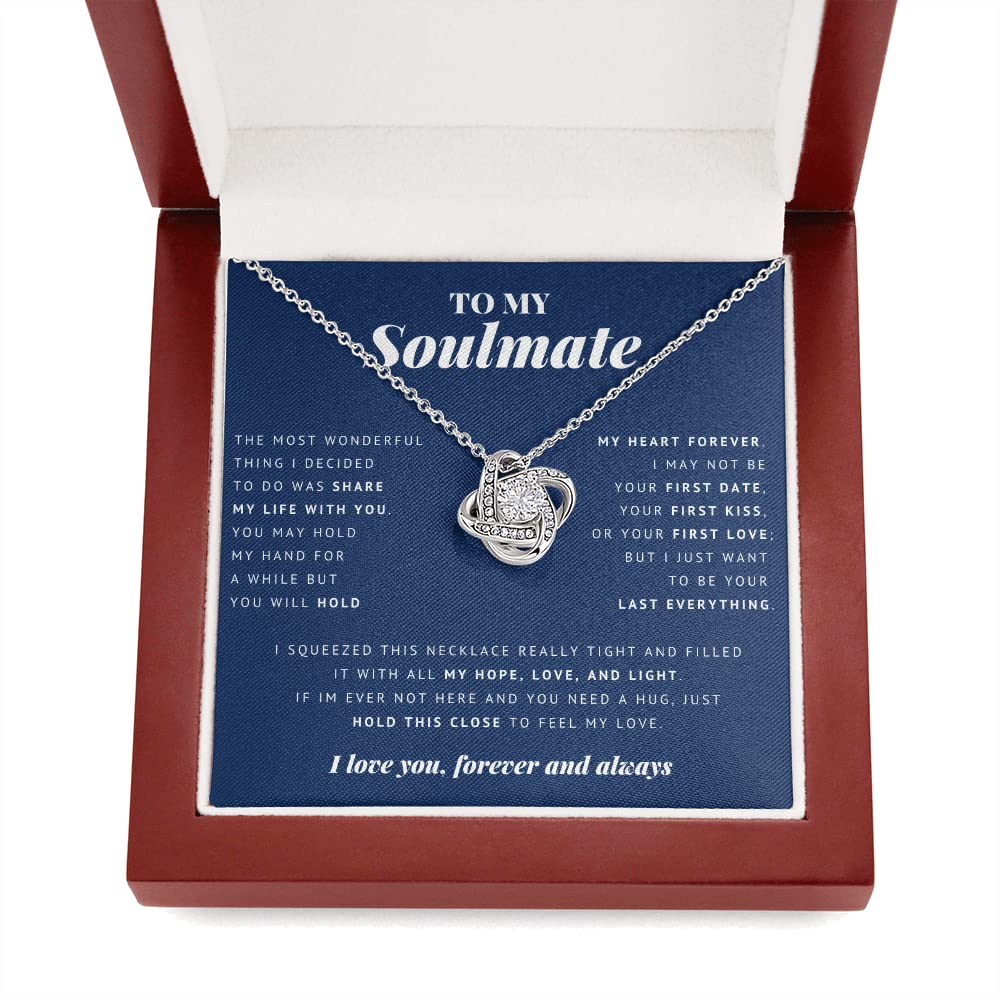 Soulmate Love Knot Necklace - Romantic Jewelry Gift for Wife, Girlfriend, or Partner with Message Card & Gift Box - Perfect for Valentine's Day, Anniversary, Birthday & Special Occasions