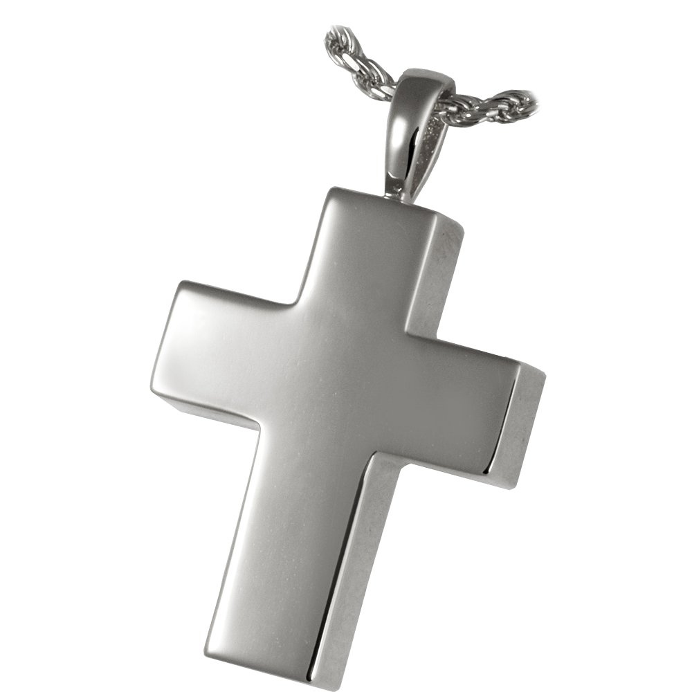 Sterling Silver Cremation Memorial Jewelry Cross Pendant with Custom Engraving - Perfect for Keeping Loved Ones Close, Ideal for Funerals & Memorial Gifts