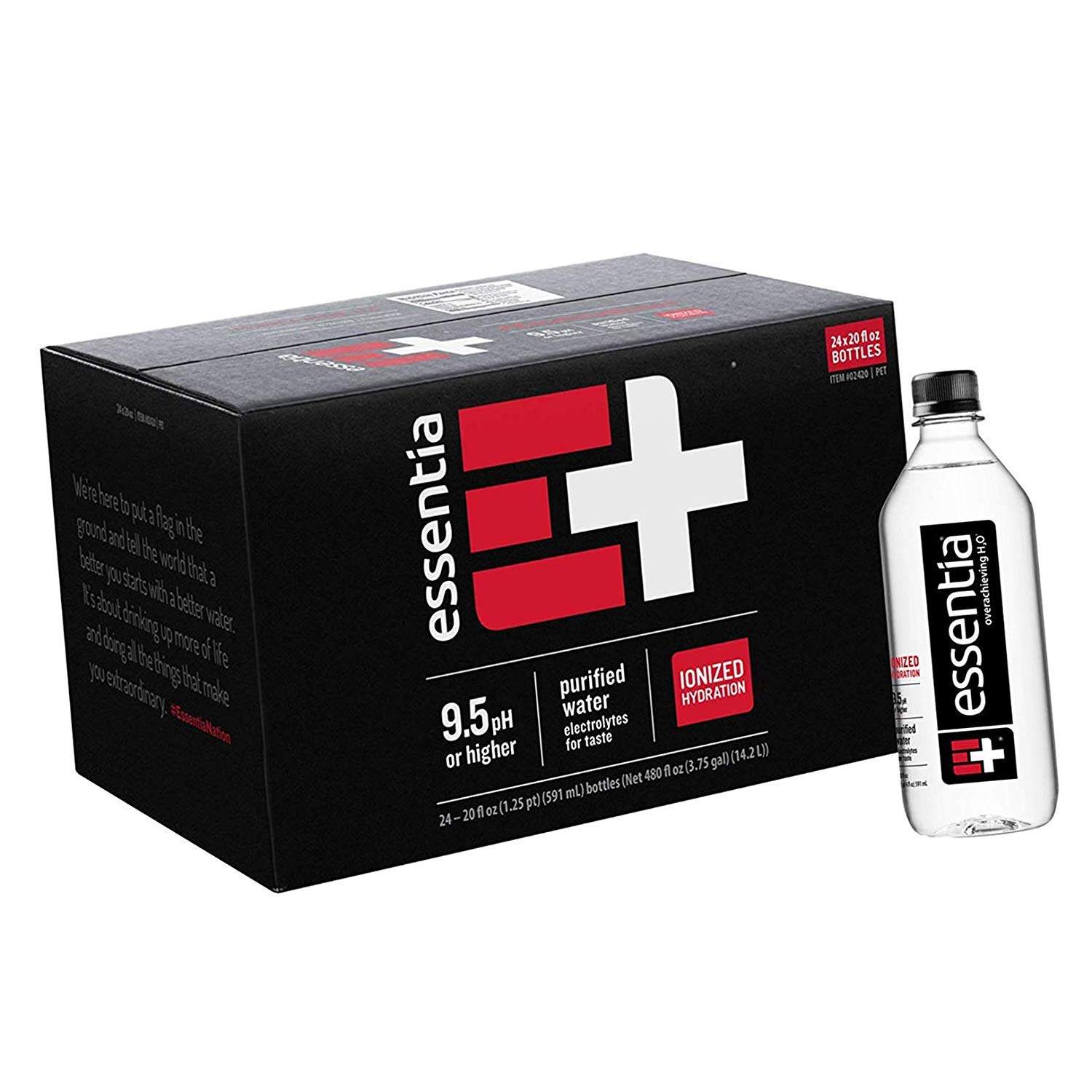 Essentia Alkaline Water 20 Fl Oz (24 Pack) - Set of 4 | Ionized Hydration for Athletes, Fitness & Daily Wellness | Perfect for Gym, Office & Home Use