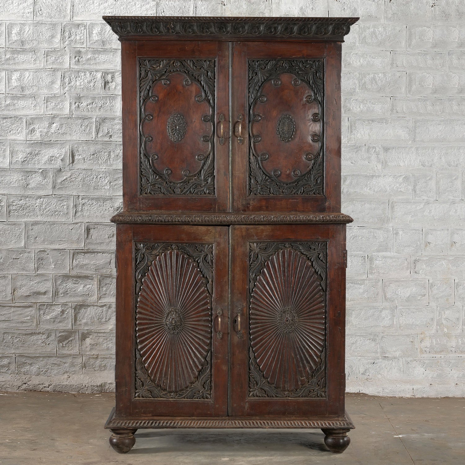 Premium Bhuv Teak 2-Part Storage Cabinet - Solid Wood Organizer for Bedroom, Living Room & Office - Stylish Home Decor Furniture with Ample Storage Space