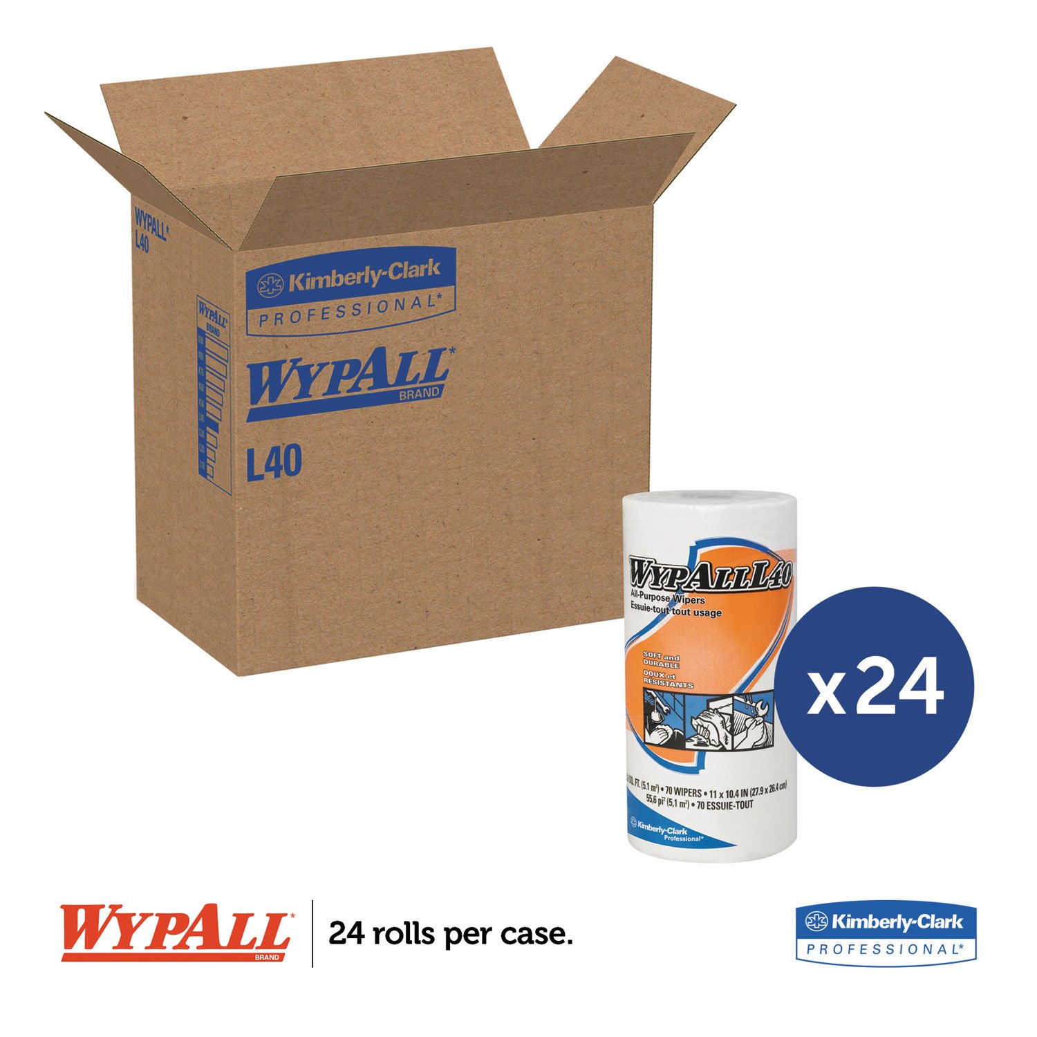 L40 Small Roll White Towels, 10.4