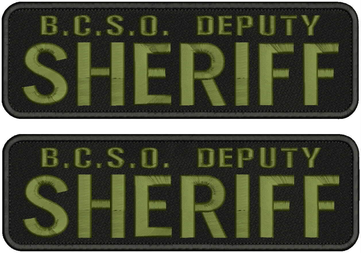 B.C.S.O. Deputy Sheriff Hook Patch 3x10 - Black for Uniforms & Hats