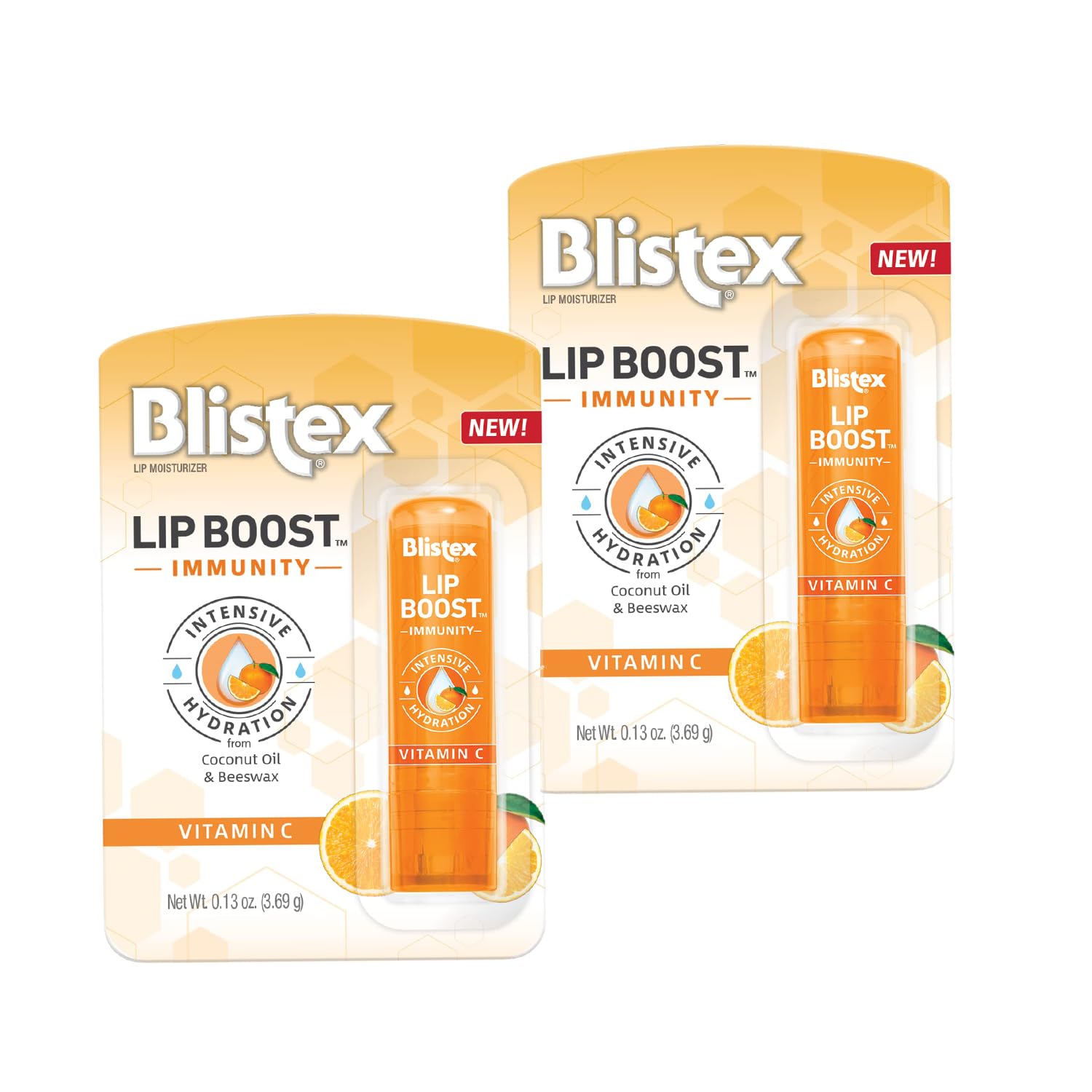 Blistex Lip Boost Immunity Lip Balm - Intensive Hydration with Vitamin C, Coconut Oil & Beeswax - Moisturizing Lip Care (Pack of 2) for Dry, Chapped Lips - Perfect for Winter, Outdoor Activities & Daily Use