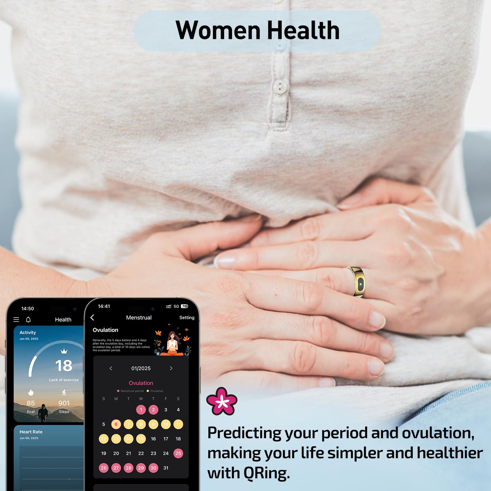 Smart Fitness Ring with Sleep Tracking for Women & Men - iOS & Android Compatible for Active Lifestyles