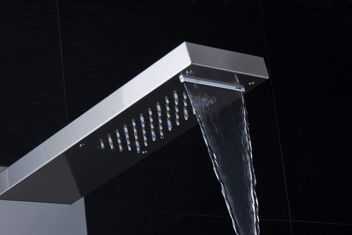 LED Shower Panel Tower System with Rainfall Shower Head & Massage Body Jets in Brushed Nickel - Perfect for Spa-Like Bathroom Experience & Modern Home Upgrade