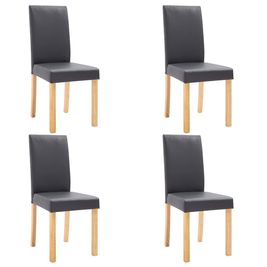 4-Piece Gray Faux Leather Dining Chairs Set - Upholstered High Back Side Chairs with Padded Seat for Kitchen, Dining Room, Bedroom & Living Room - Modern Comfortable Seating for Family Gatherings & Dinner Parties
