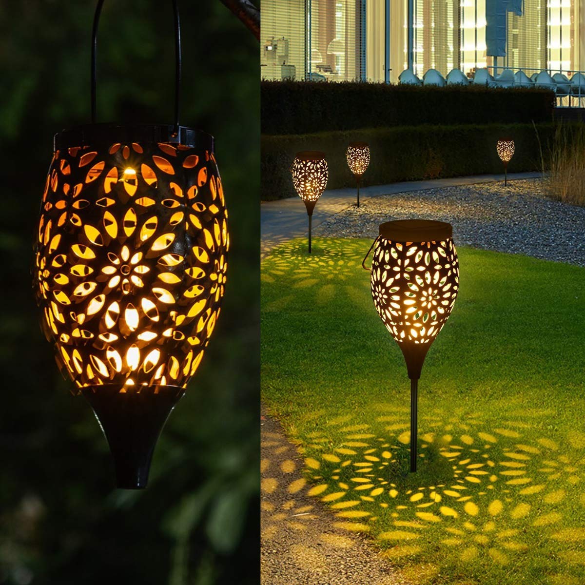 Solar Stake & Hanging Lantern Lights - Waterproof LED for Garden, Pathway, Patio