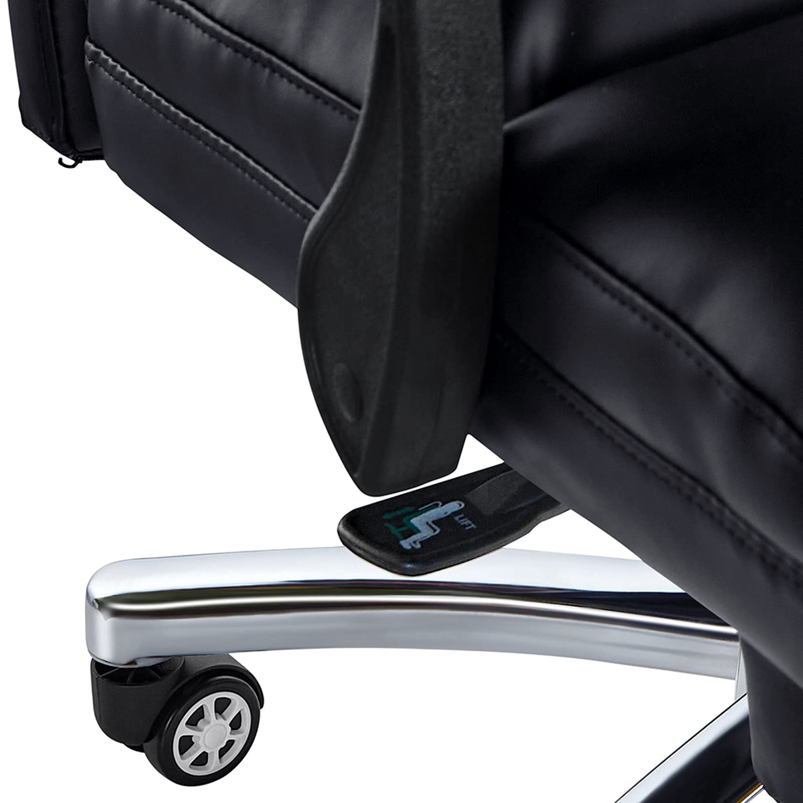 Ergonomic High Back Office Chair with Retractable Footrest - PU Leather Executive Desk Chair with Adjustable Height & Lumbar Support - Perfect for Home Office, Gaming & Workspace (Black)