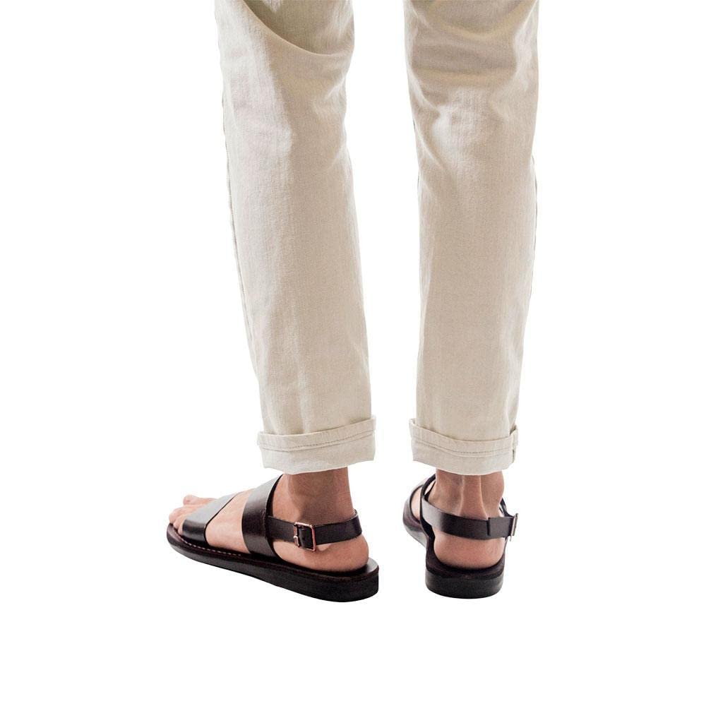 Golan Men's Leather Two Strap Sandals - Comfortable Casual & Outdoor Walking Sandals for Beach, Travel, and Summer Wear