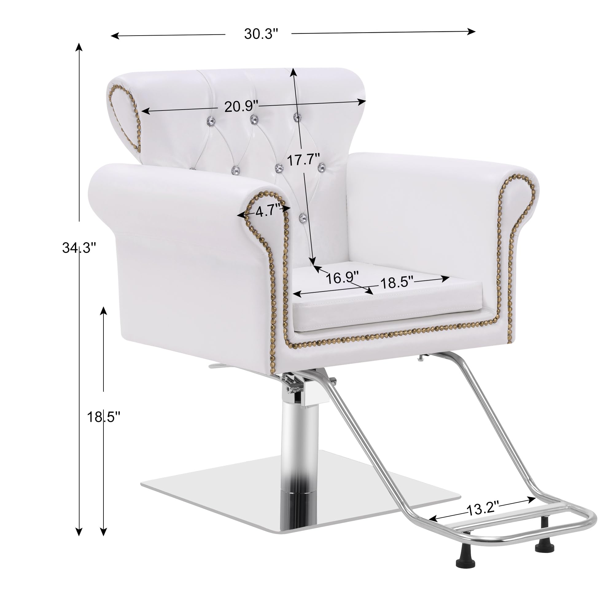 BarberPub Classic Hydraulic Barber Chair - Antique Styling Salon Chair for Hair Stylists & Beauty Professionals | White 8899 | Perfect for Barber Shops, Salons & Spa Equipment
