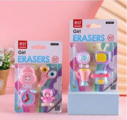 ARPIT MART Fun Shaped Erasers for Kids - 2 Pack Educational Pencil Erasers in Various Shapes for Boys & Girls - Perfect for School, Party Favors & Return Gifts