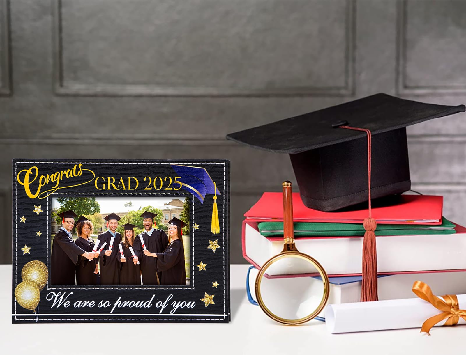 WhatSign 2025 Graduation Picture Frame - 4x6 Wood High School Graduation Photo Frame Gift for Daughter, Son, Granddaughter, Grandson | Perfect for Graduation Parties, Home Decor, and Cherishing Academic Achievements