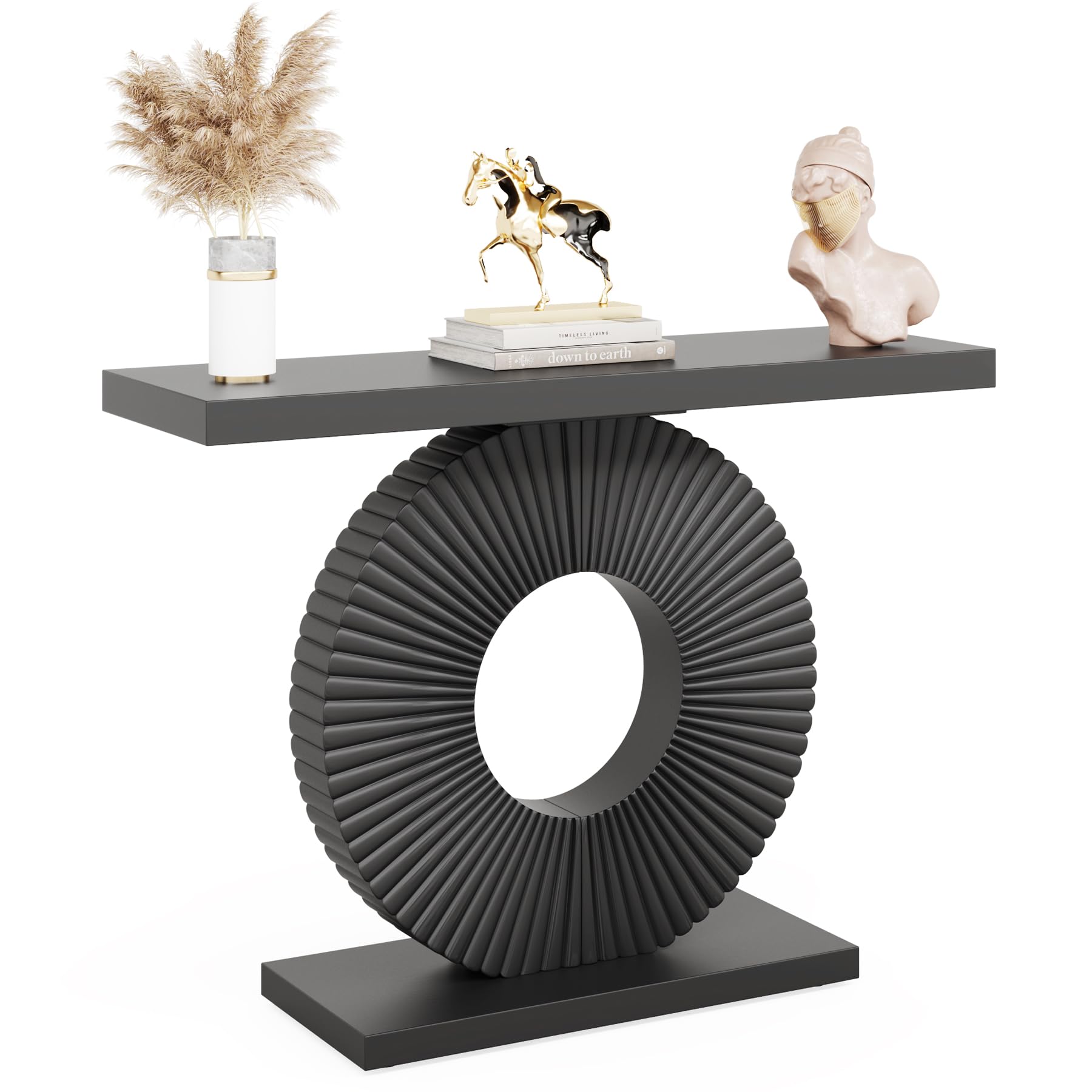 Modern Geometric Console Table - 40 Inch Narrow Wood Entryway Sofa Table, Contemporary Black Accent Table for Living Room, Hallway & Entryway - Perfect for Small Spaces & Home Decor