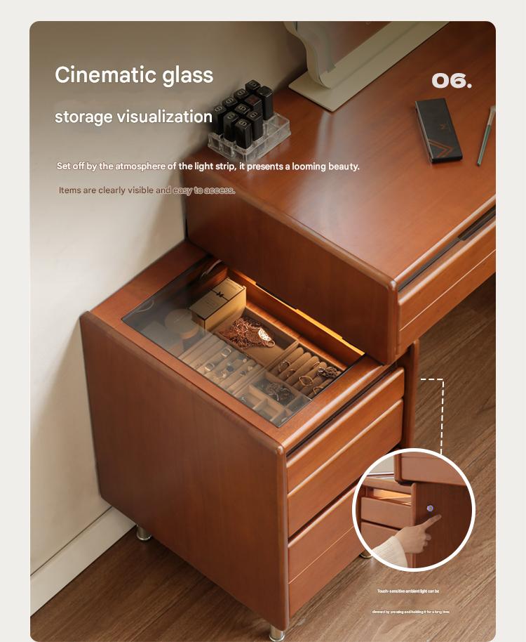 Modern Poplar Solid Wood Bauhaus Dressing Table - Multi-Functional Vanity Desk with Mirror & Storage for Bedroom, Home Office, or Apartment