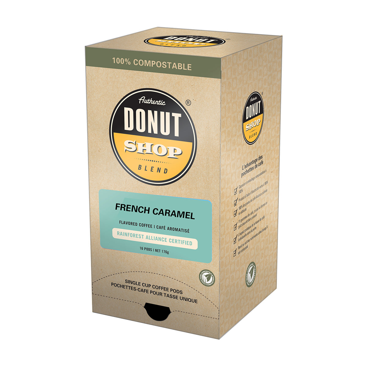 Authentic Donut Shop French Caramel Coffee Pods - 16 Count K-Cup Compatible Pods for Keurig Brewers - Rich Caramel Flavor for Morning Coffee or Office Break