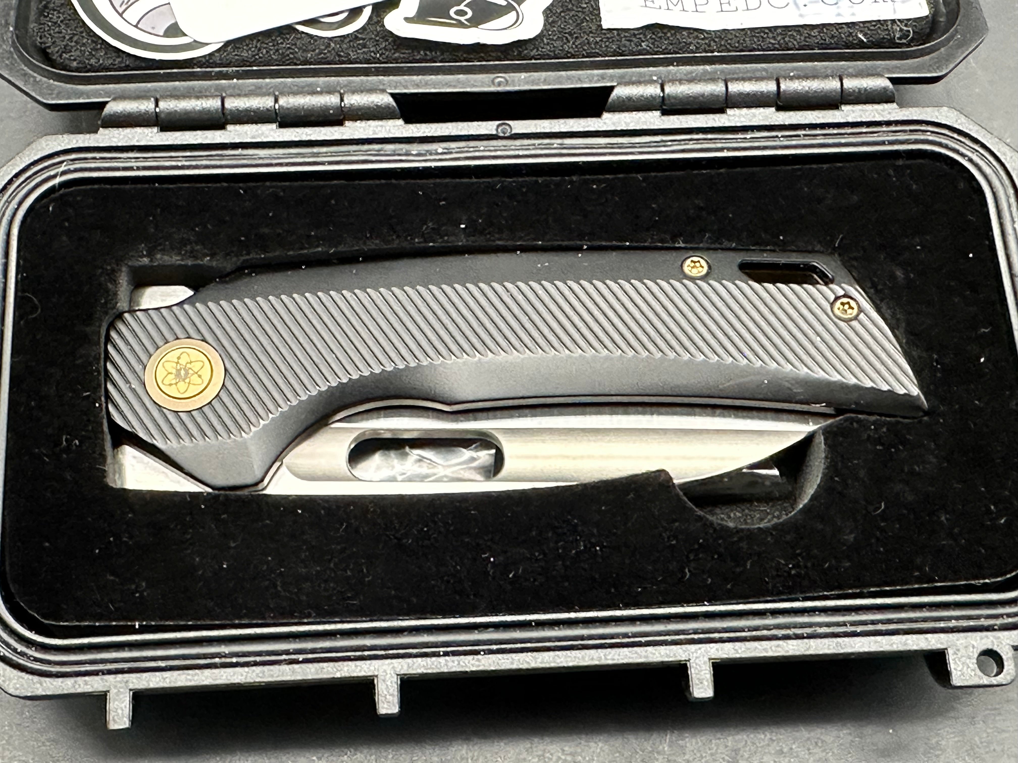 EMPEDC Nymble X V2 Titanium Folding Knife - M390 Steel Blade, Bronze Hardware - EDC Pocket Knife for Camping, Hiking & Outdoor Adventures