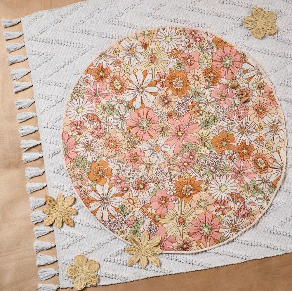 Linen House Kids Flower Power Playmat - Soft, Non-Slip Baby Play Mat for Floor Activities, Tummy Time & Nursery Decor | Perfect for Playrooms, Daycares & Gift Giving