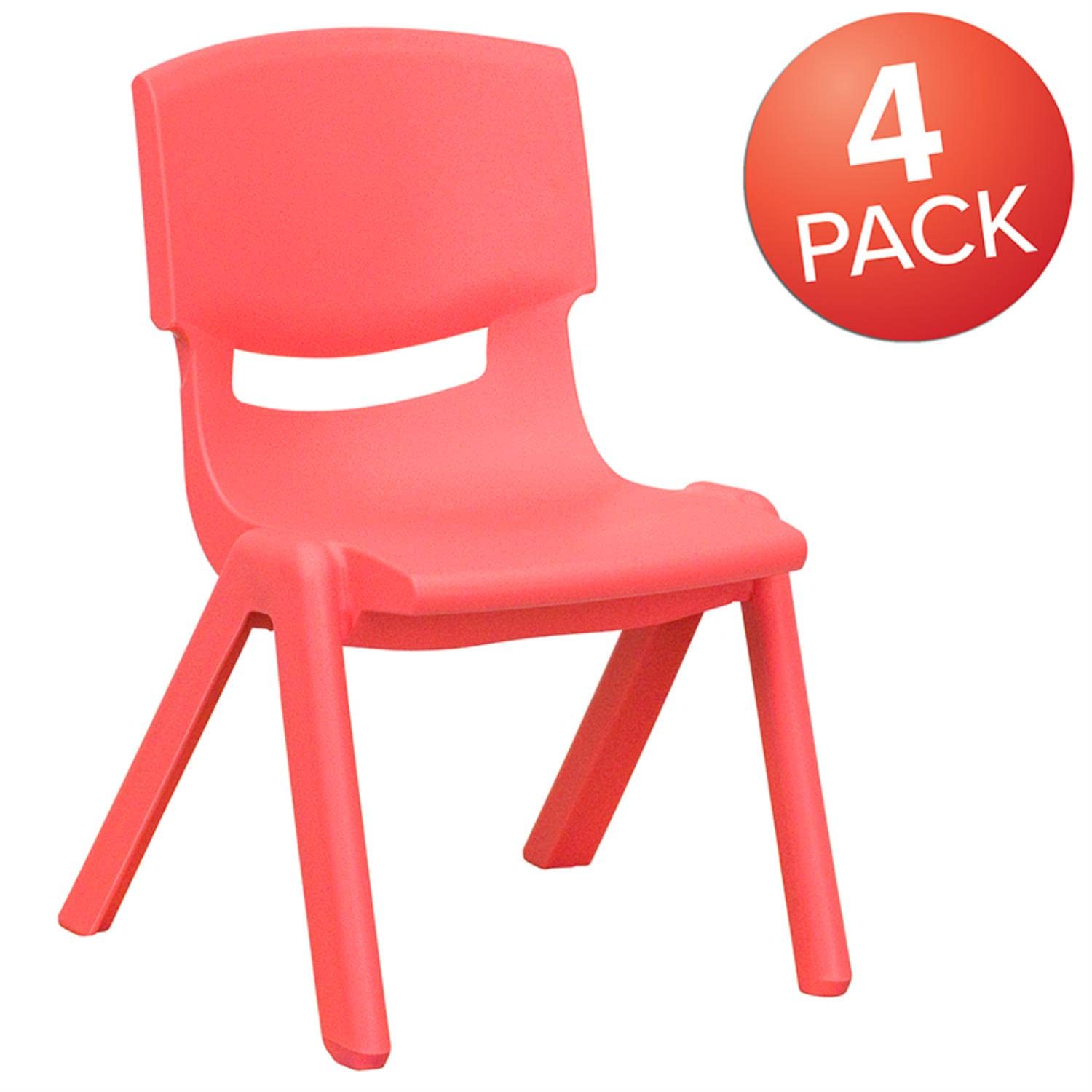 Flash Furniture Whitney 4-Pack Red Plastic Stackable School Chairs - 10.5