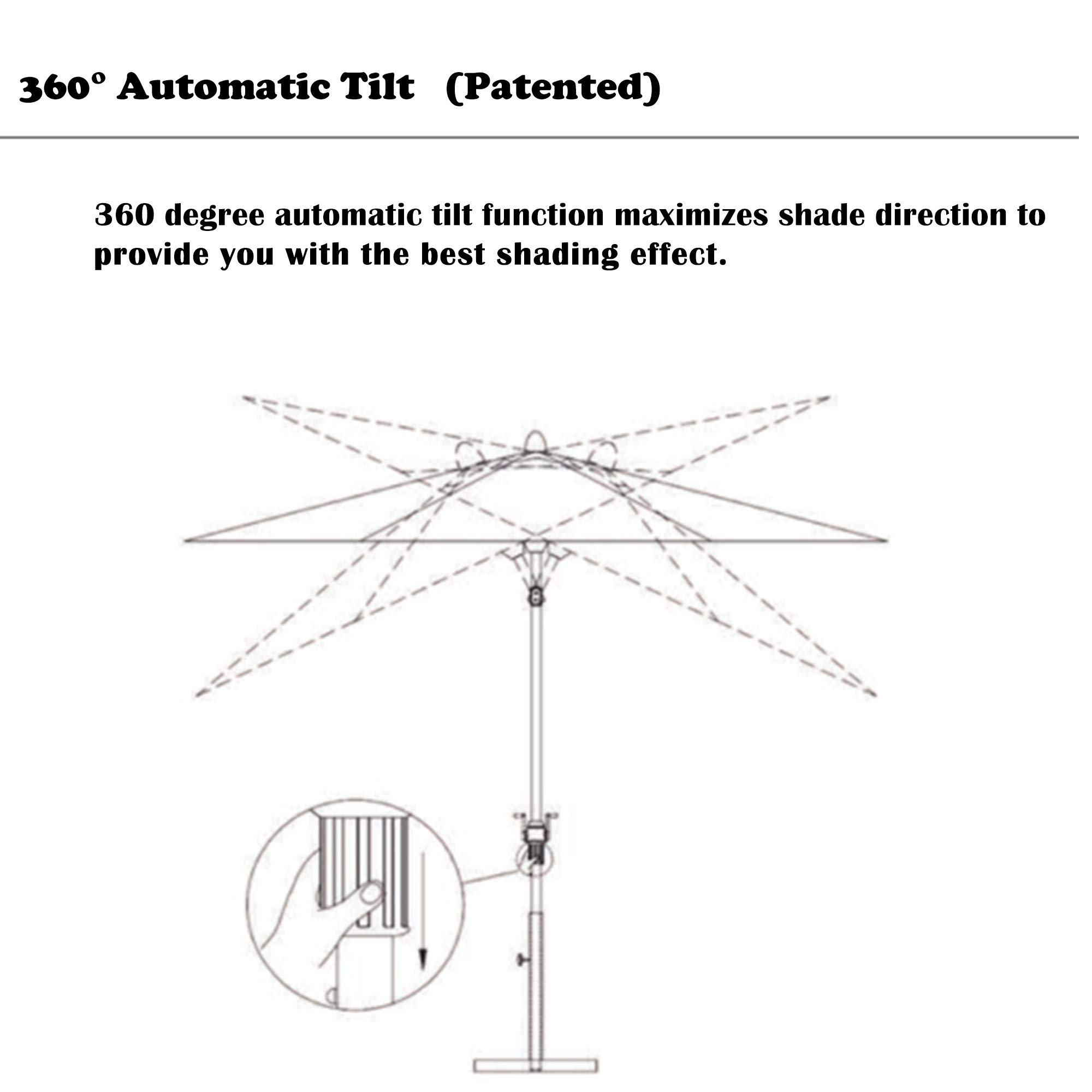Glitzhome 9ft Patio Umbrella with Crank & Tilt - Outdoor Market Umbrella for Deck, Poolside, Garden & Backyard - UV Protection & Water Resistant Canopy