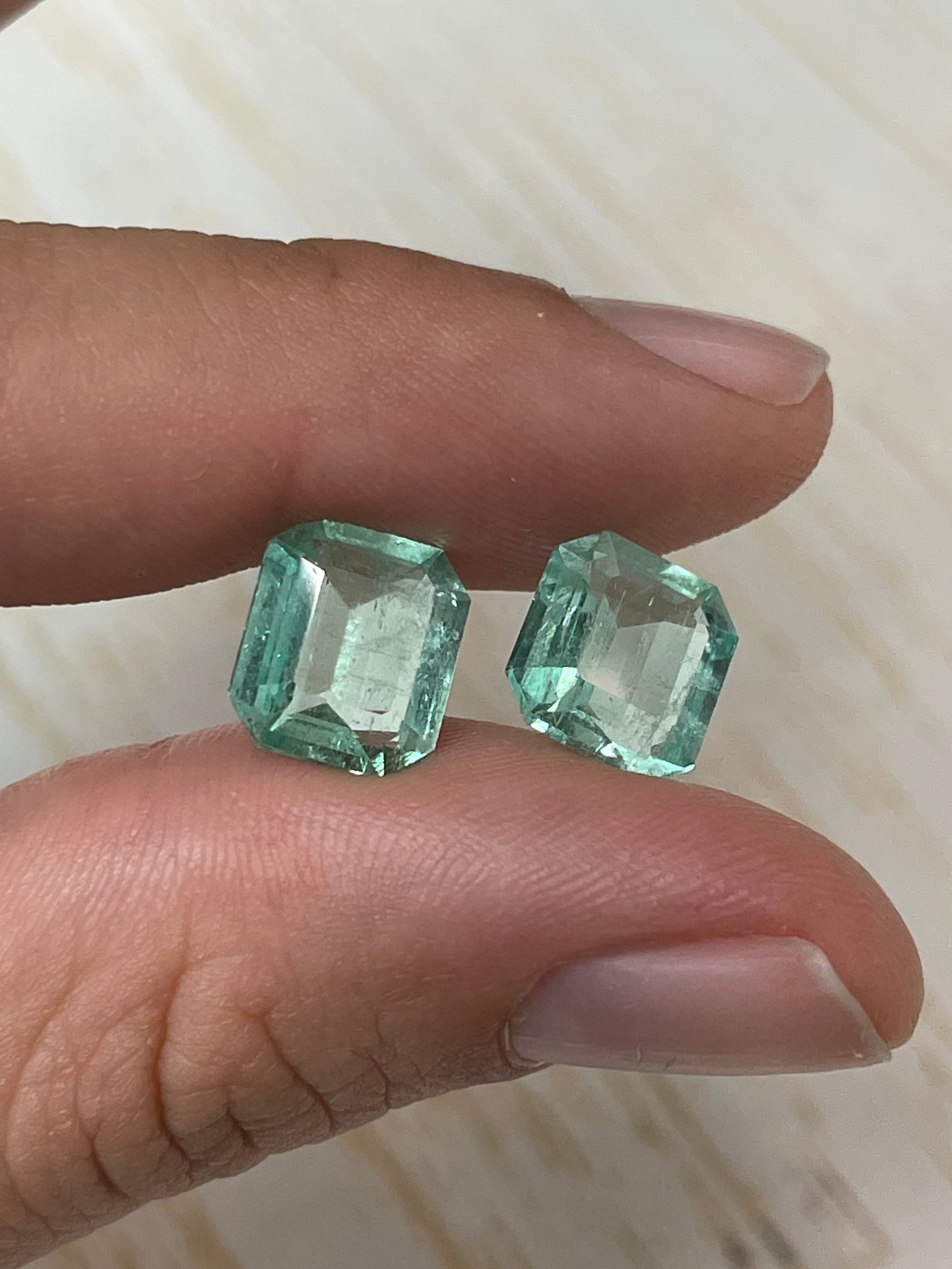 7.06tcw 11x9.5mm Matching Loose Colombian Emeralds - Premium Spready Cut Gemstones for Jewelry Making, Engagement Rings & Luxury Gifts