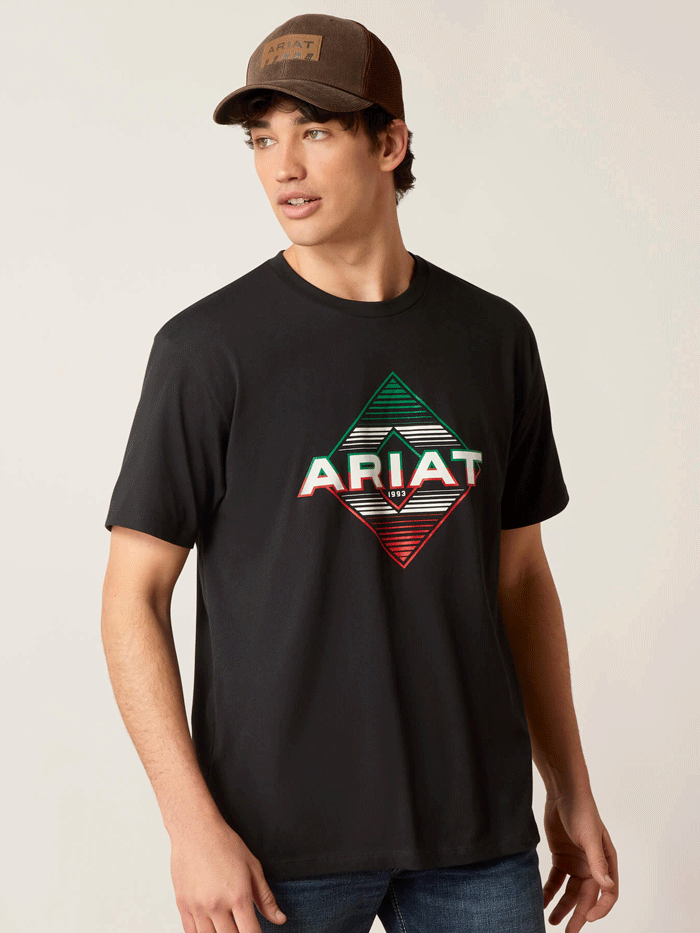 Ariat Men's Durango Diamond Short Sleeve T-Shirt - Black | Comfortable Cotton Tee for Casual Wear, Outdoor Activities & Work