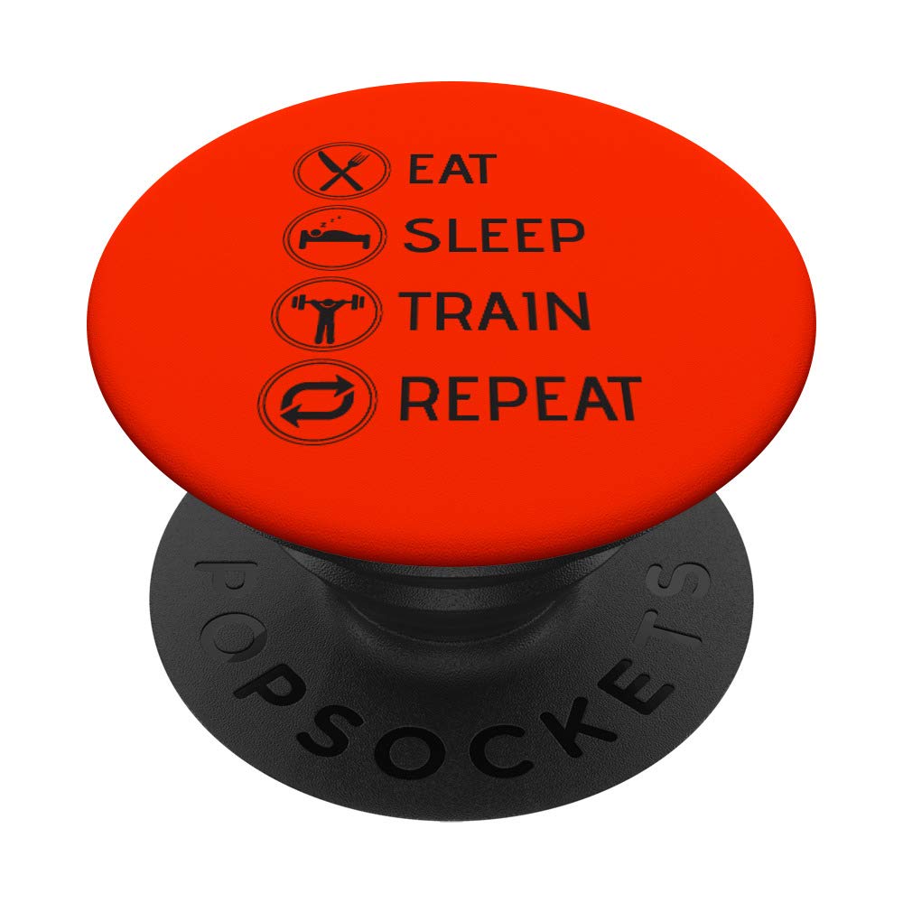 Eat Sleep Train Repeat Gym Fitness Gift for Bodybuilding Men - Swappable PopGrip PopSockets | Perfect for Workouts, Gym Sessions & Fitness Motivation