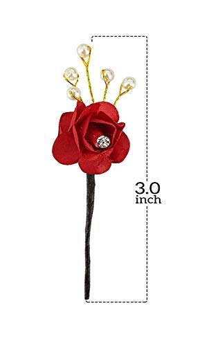 Glan Hair Clips & Juda Bun Maker - Hair Accessories Set with Bun Clip & Back Pin (Red, Gold) - Perfect for Updos, Ponytails & Special Occasions