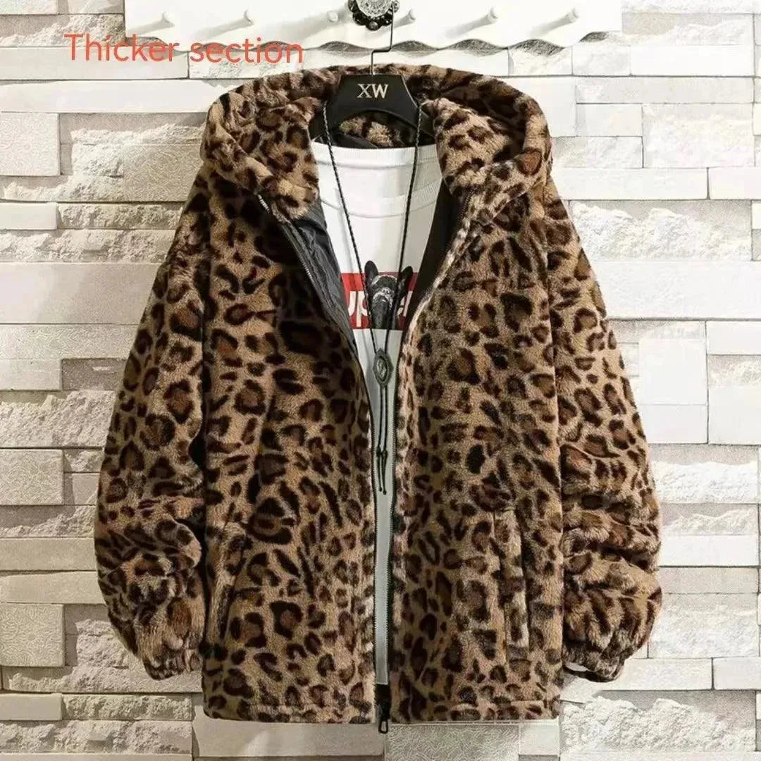 Men's Casual Printed Fleece Hooded Jacket - Warm Winter Pullover for Outdoor Activities & Streetwear Fashion