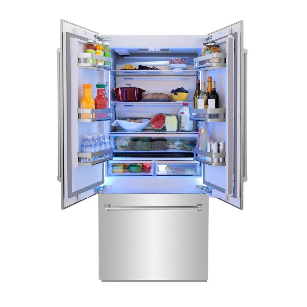 ZLINE 36 Inch 19.6 Cu. Ft. Panel Ready French Door Built-In Bottom Freezer Refrigerator with Water Dispenser and Ice Maker (RBIV 36) - Perfect for Modern Kitchens, Restaurants, and Luxury Homes