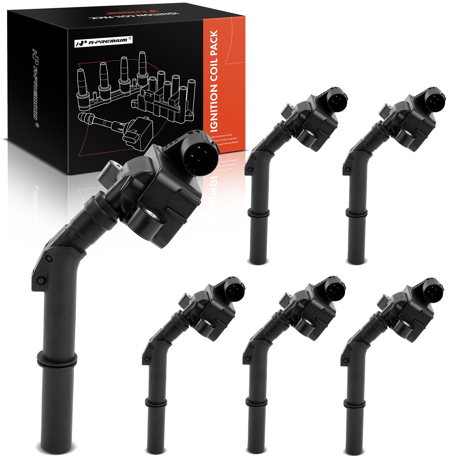 Premium Ignition Coil Pack 6-PC Set - Compatible with Mercedes-Benz C300, C350, E300, E350, E400, GLK350, ML350, R350, SLK350, CL63 AMG, S600 - High Performance Replacement Part for Smooth Engine Start & Acceleration - Perfect for Daily Commuting, Road Trips & Performance Driving