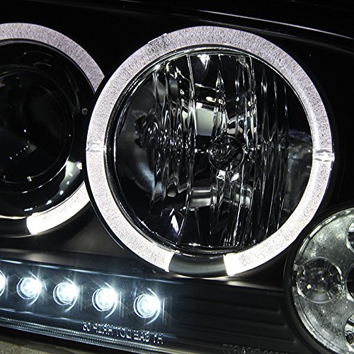 AKKON Black Halo LED Projector Headlights & Dark Red Smoked Tail Lights Combo for 2006-2008 Dodge Charger - 4Pcs Set for Enhanced Night Visibility and Aggressive Style