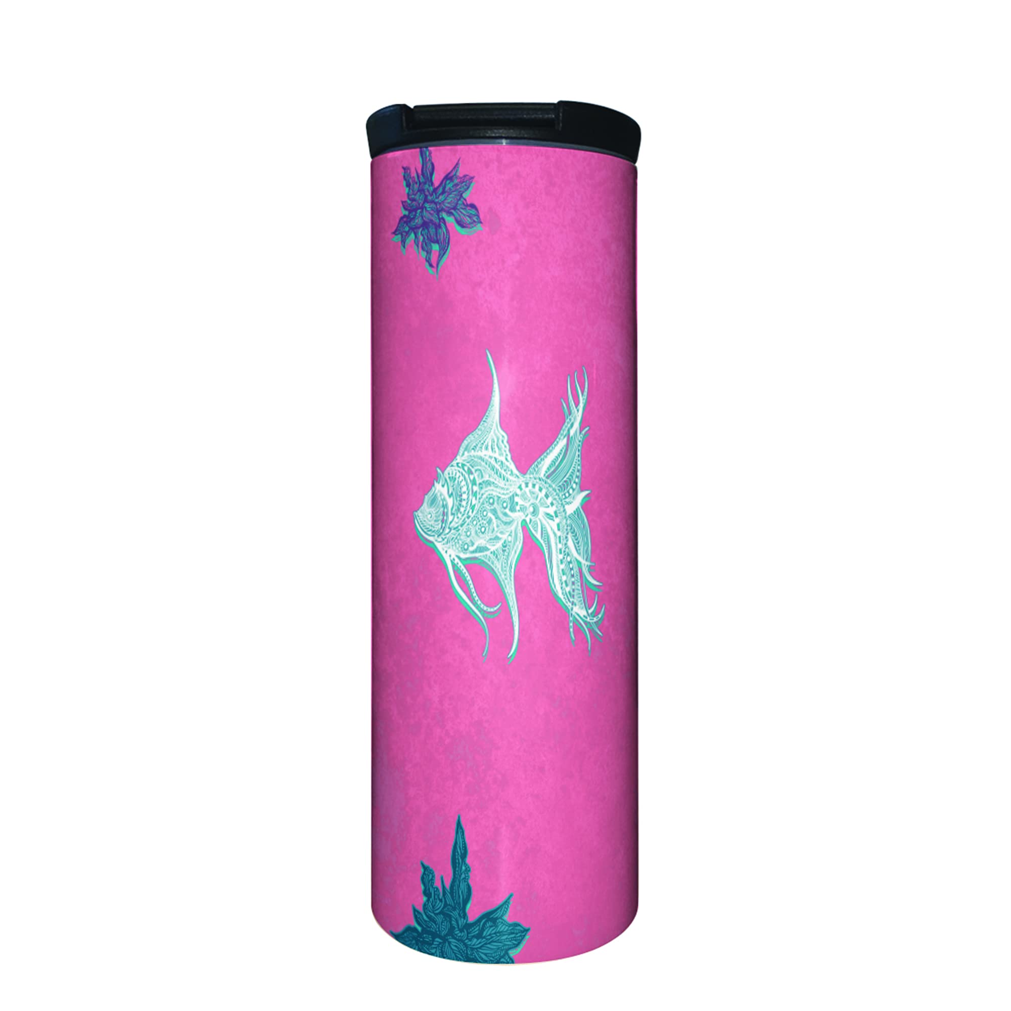 CoasterStone 17 oz Coral Fish Insulated Tumbler - Double Wall Vacuum Stainless Steel Travel Mug for Hot & Cold Drinks - Perfect for Office, Gym, Hiking and Outdoor Activities