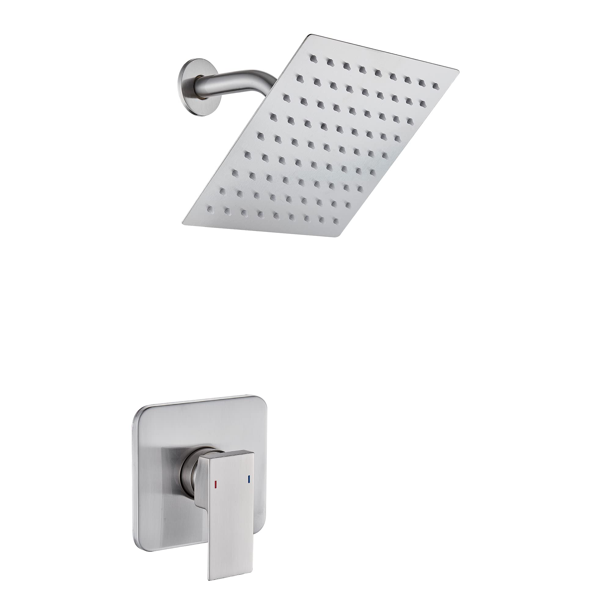 GERUIKE Brushed Nickel Shower Faucet Set - 8 Inch Rainfall Shower Head System with Single Function & Rough-in Valve | Bathroom Upgrade for Modern Homes, Spa-Like Shower Experience