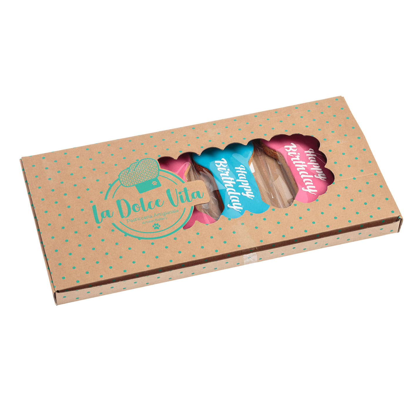 La Dolce Vita Happy Birthday Bone Biscuit - Dog Treats for Birthday Celebrations & Training Rewards