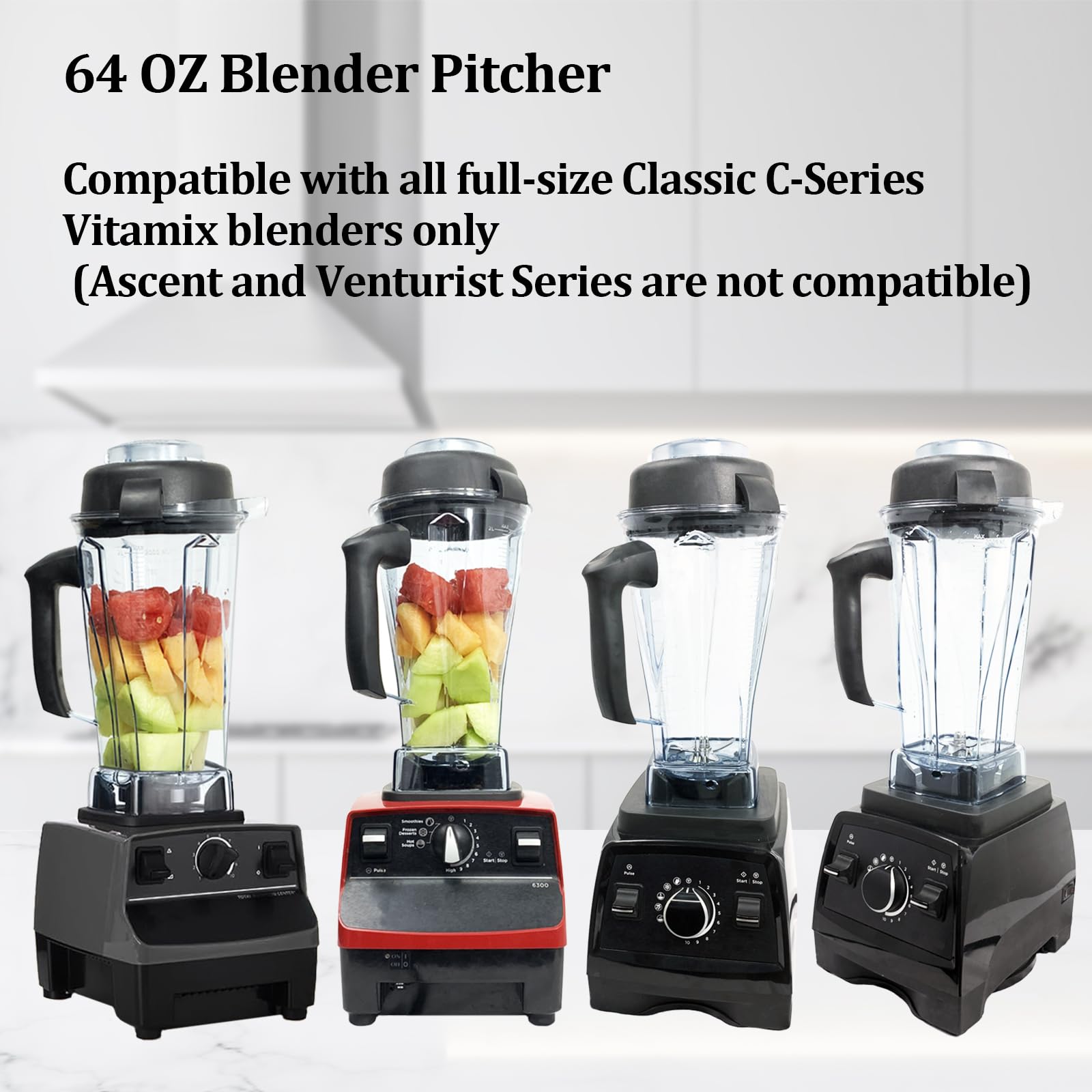 Vitamix 64oz Replacement Blender Pitcher - Compatible with Classic C-Series 4500, 5000, 5200, 6000, 6300 Models - Perfect for Smoothies, Soups & Nut Butters - 60865, 62828