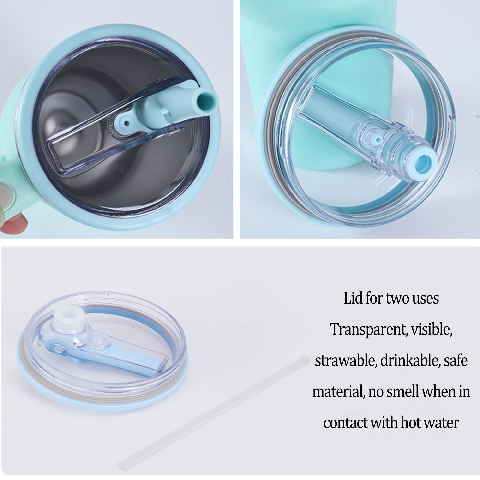 2 Pack 40 oz Replacement Flip Straw Lids for Stanley Quencher & HydroJug Traveler Tumblers - Spill Proof, Splash Resistant Reusable Cup Covers - Perfect for Travel, Gym, Office & Outdoor Activities
