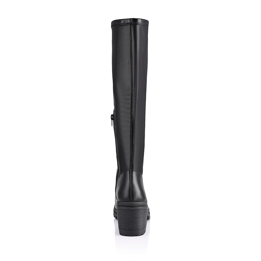 Genna Women's Knee High Stretch Boots - Black | Comfortable & Stylish for Winter, Fall, and Casual Outfits