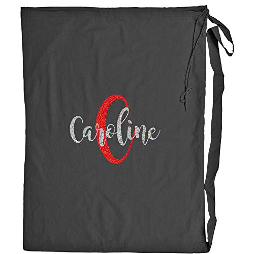 Custom Black Laundry Bags with Glitter Print - Personalized Wash Bags for Travel, Gym & College Dorm Organization